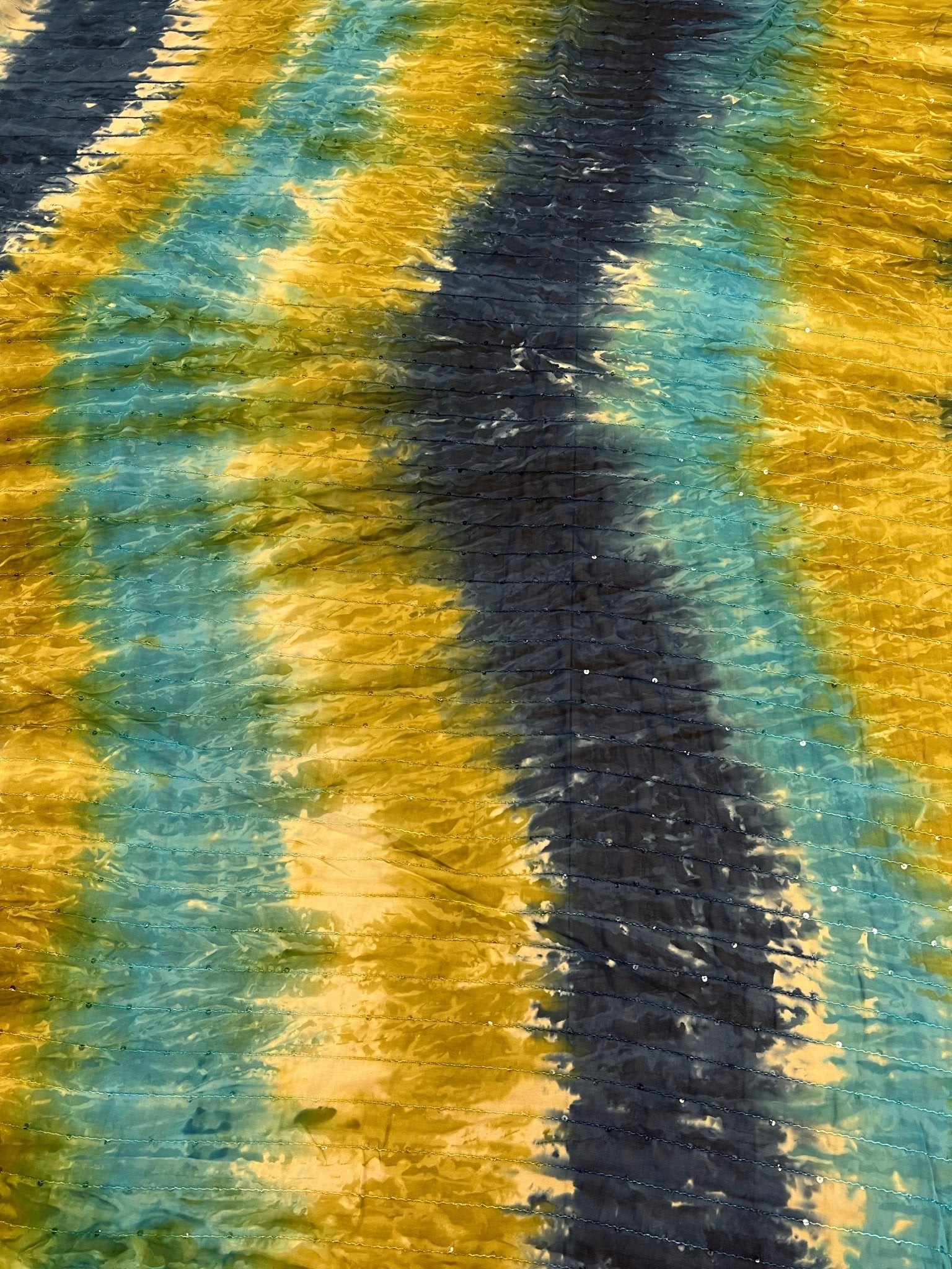 Green Blue Sequin Lightweight Non Stretch Woven Fabric - T9 Fabrics